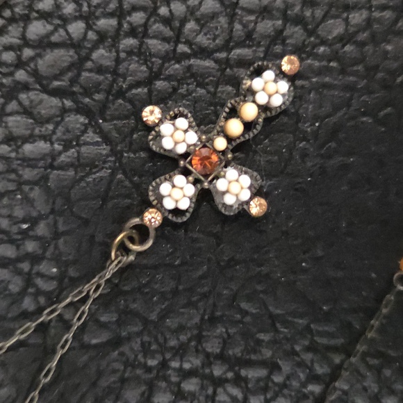 New York And Company 3 Chain Cross Pendant Necklace with Gold Accents - Picture 6 of 7